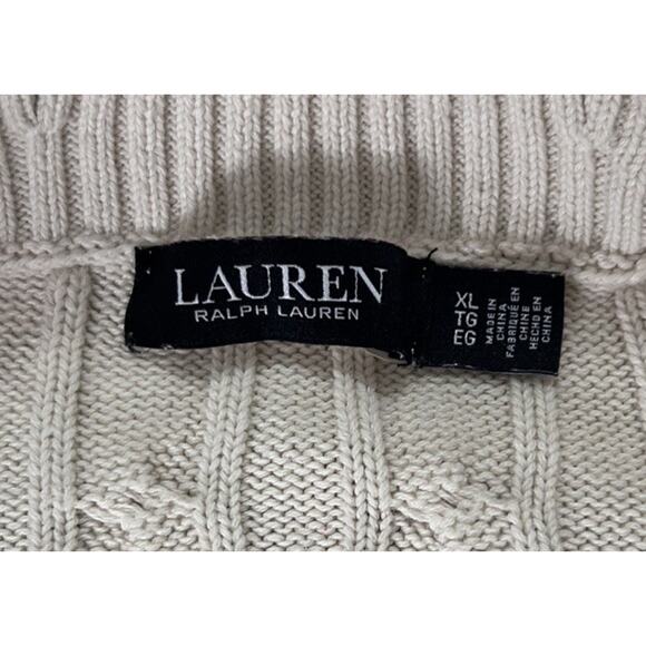 Ralph Lauren Women’s Ivory Cable Knit Shawl Collar Cream Cardigan Sweater XL - Picture 4 of 6